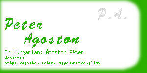 peter agoston business card